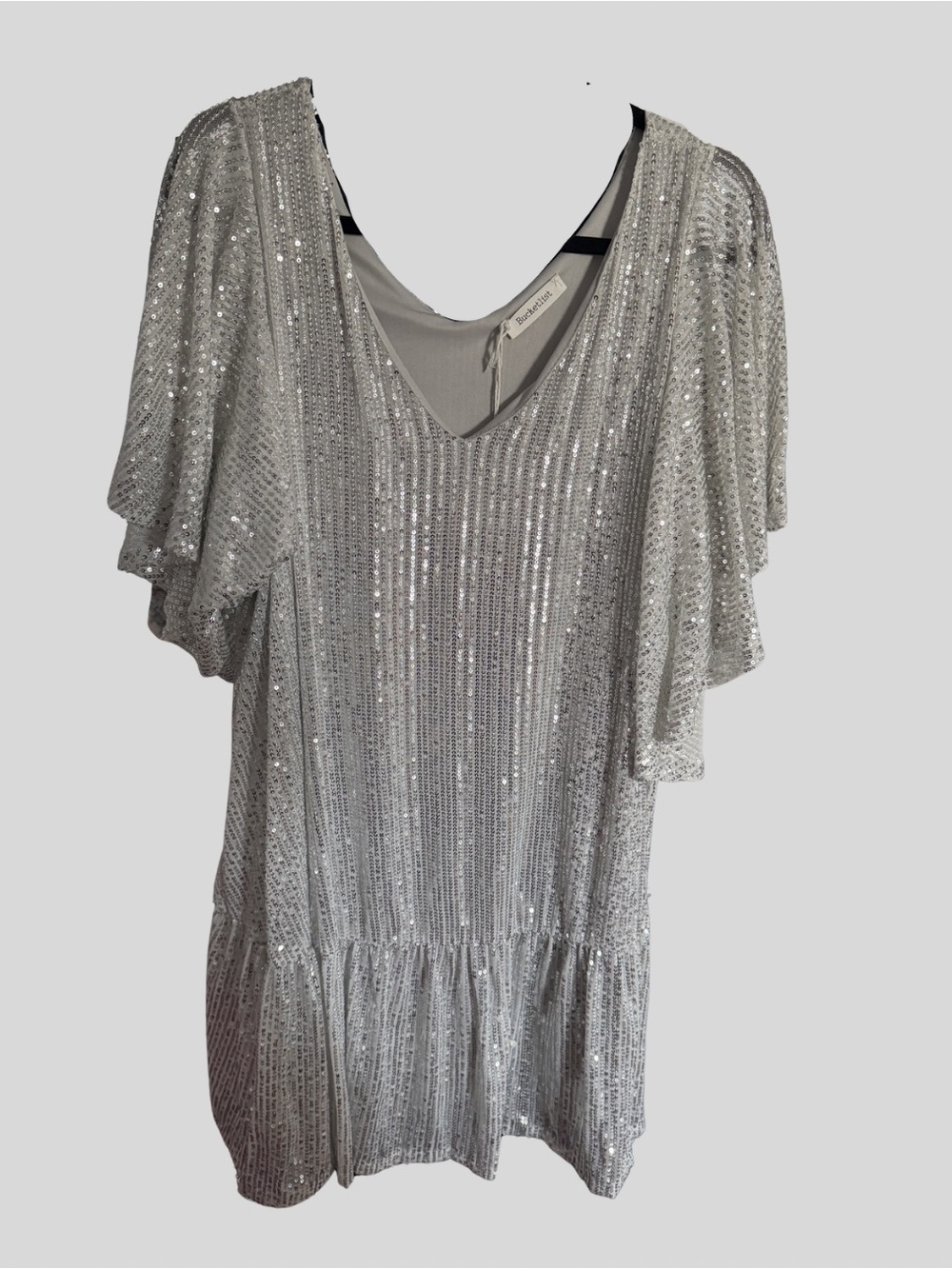 NWT BUCKETLIST Silver Sequin Mini Dress